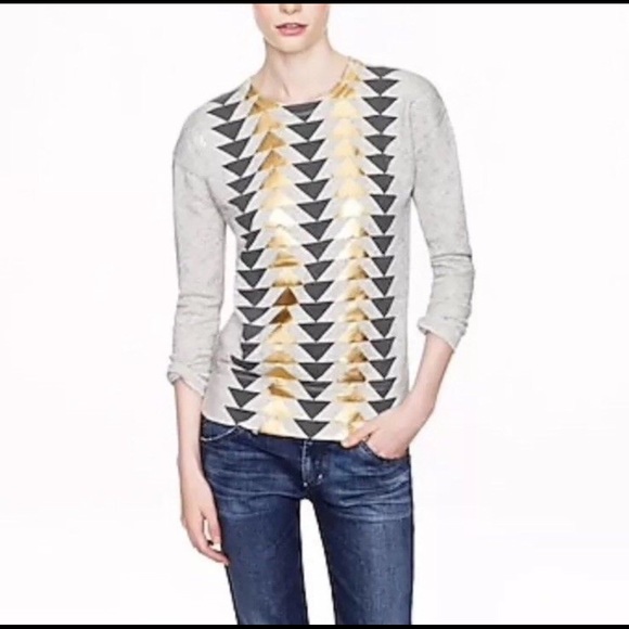J CREW ||Vintage Sweatshirt In Metallic Triangles - Picture 2 of 8
